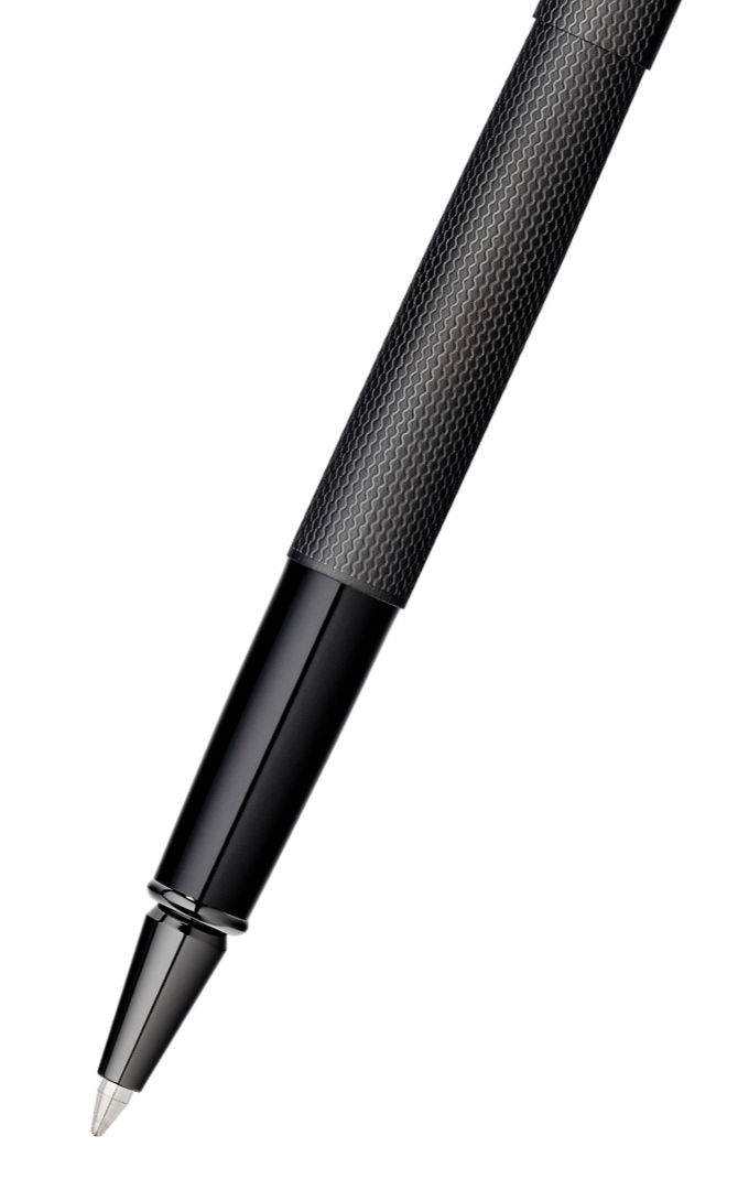 Close-up detail showing quality craftsmanship and materials - A.T. Cross Classic Century Brushed Black PVD Rollerball Pen 