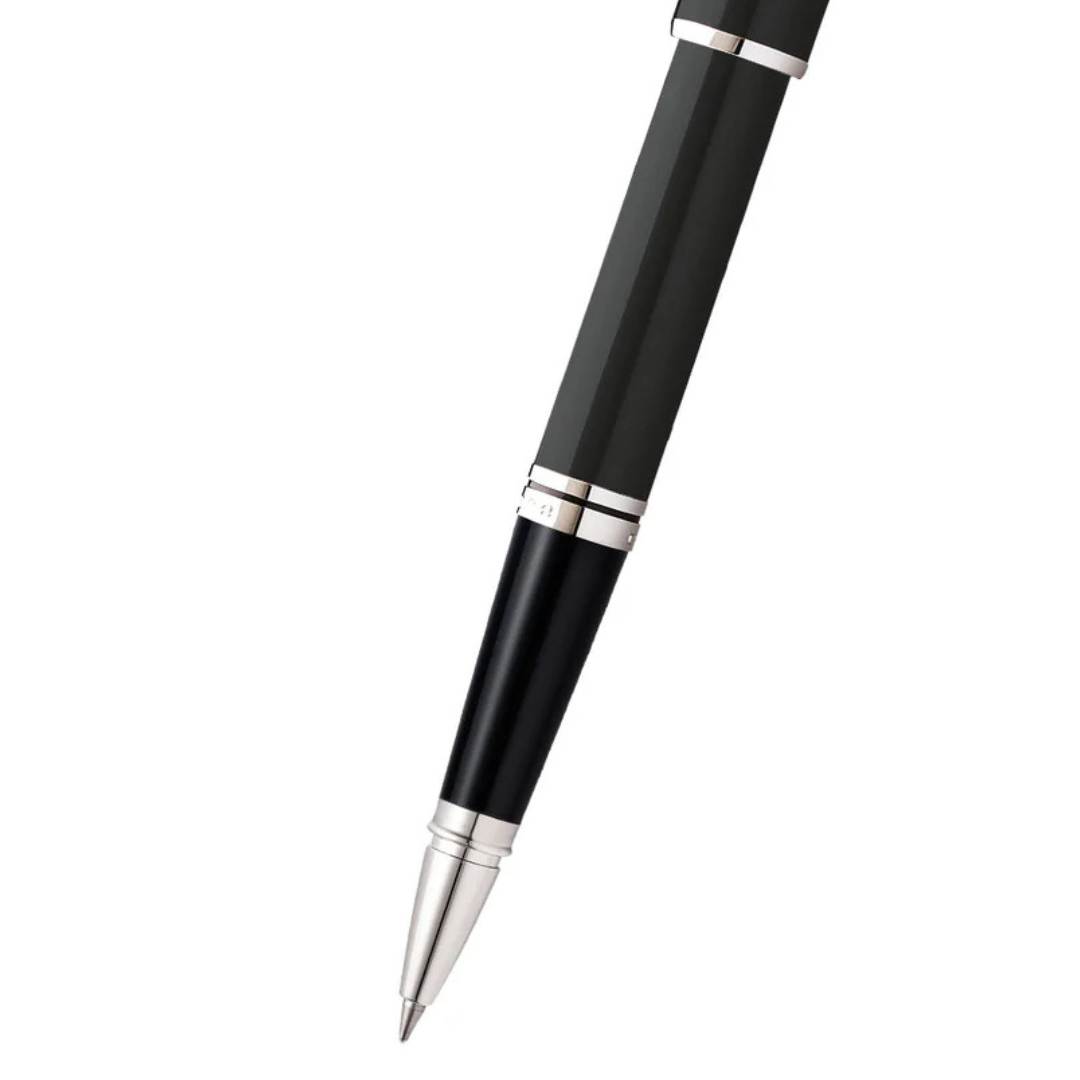 Close-up detail showing quality craftsmanship and materials - A.T. Cross Coventry Black Lacquer Rollerball Pen - Natural L