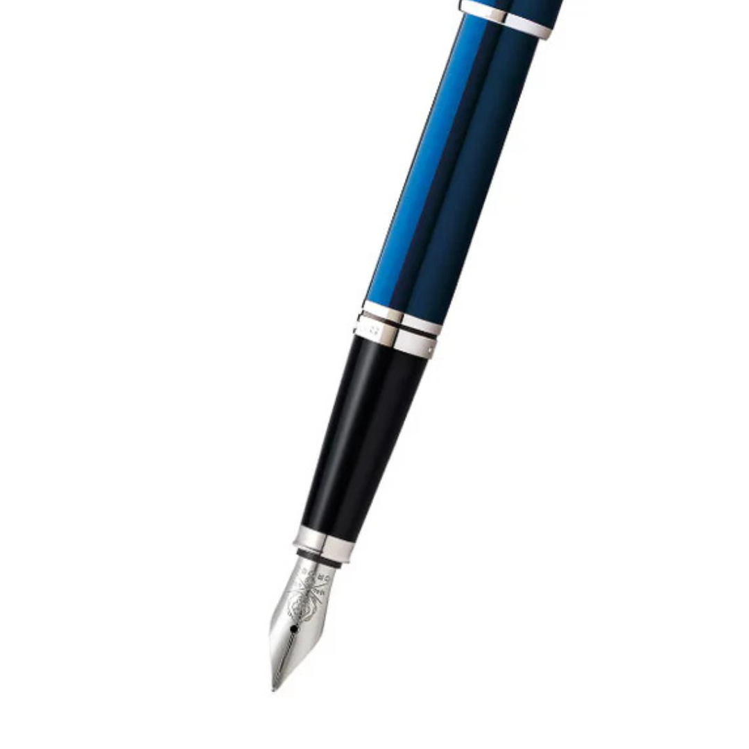 Close-up detail showing quality craftsmanship and materials - A.T. Cross Coventry Blue Lacquer Fine Nib Fountain Pen - Smu