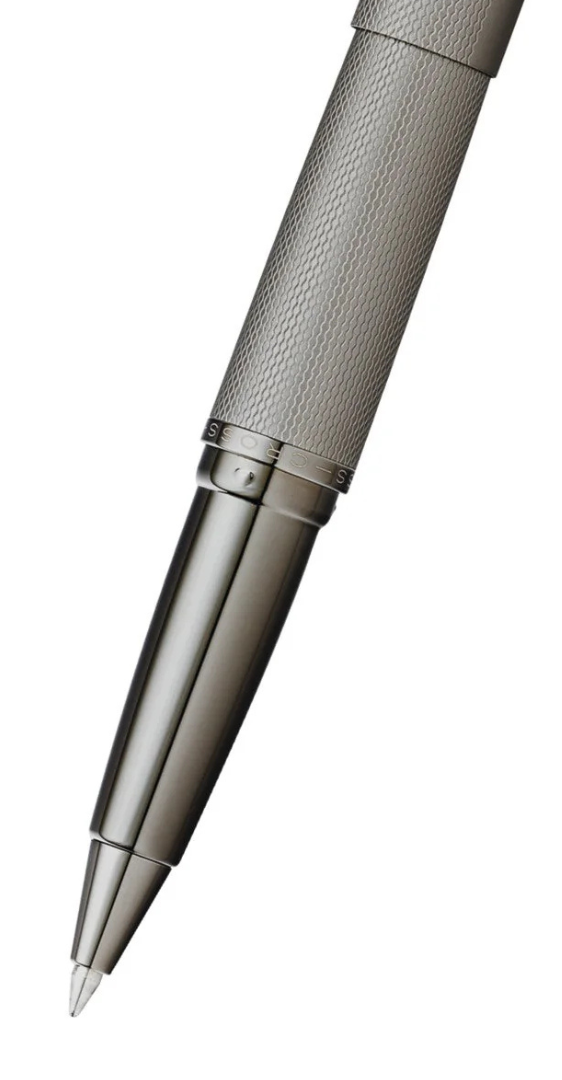 Close-up detail showing quality craftsmanship and materials - A.T. Cross ATX Sandblasted Titanium Gray Rollerball Pen - Na
