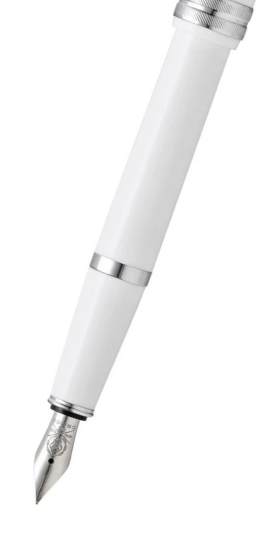 Close-up detail showing quality craftsmanship and materials - A.T. Cross Bailey Light Polished White Resin Fine Nib Founta
