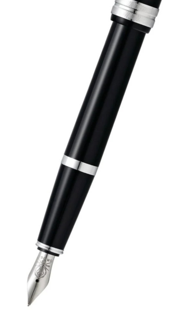 Close-up detail showing quality craftsmanship and materials - A.T. Cross Bailey Light Polished Black Resin Extra-Fine Nib 