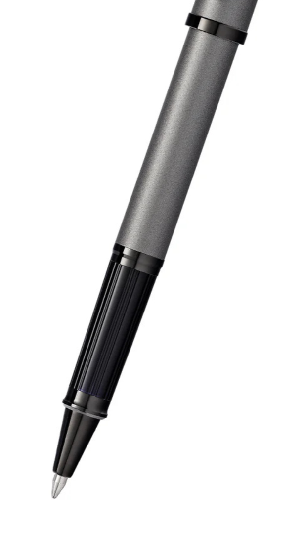 Close-up detail showing quality craftsmanship and materials - A.T. Cross Century II Gunmetal Gray Rollerball Pen - Natural