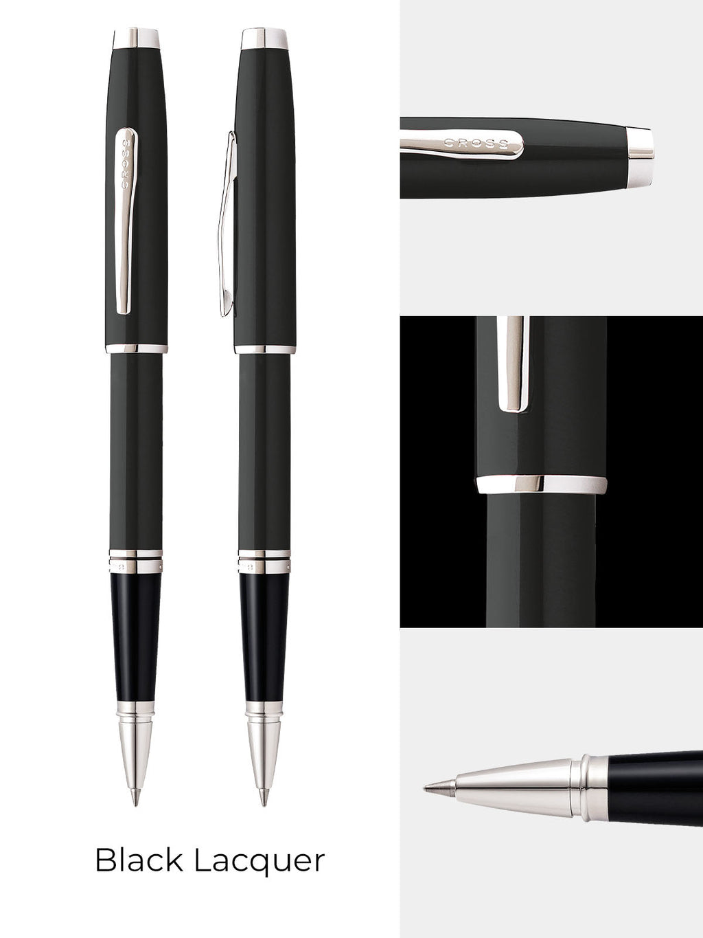 Lifestyle photo showing A.T. Cross Coventry Black Lacquer Rollerball Pen - Natural Left-H in use - A.T. Cross