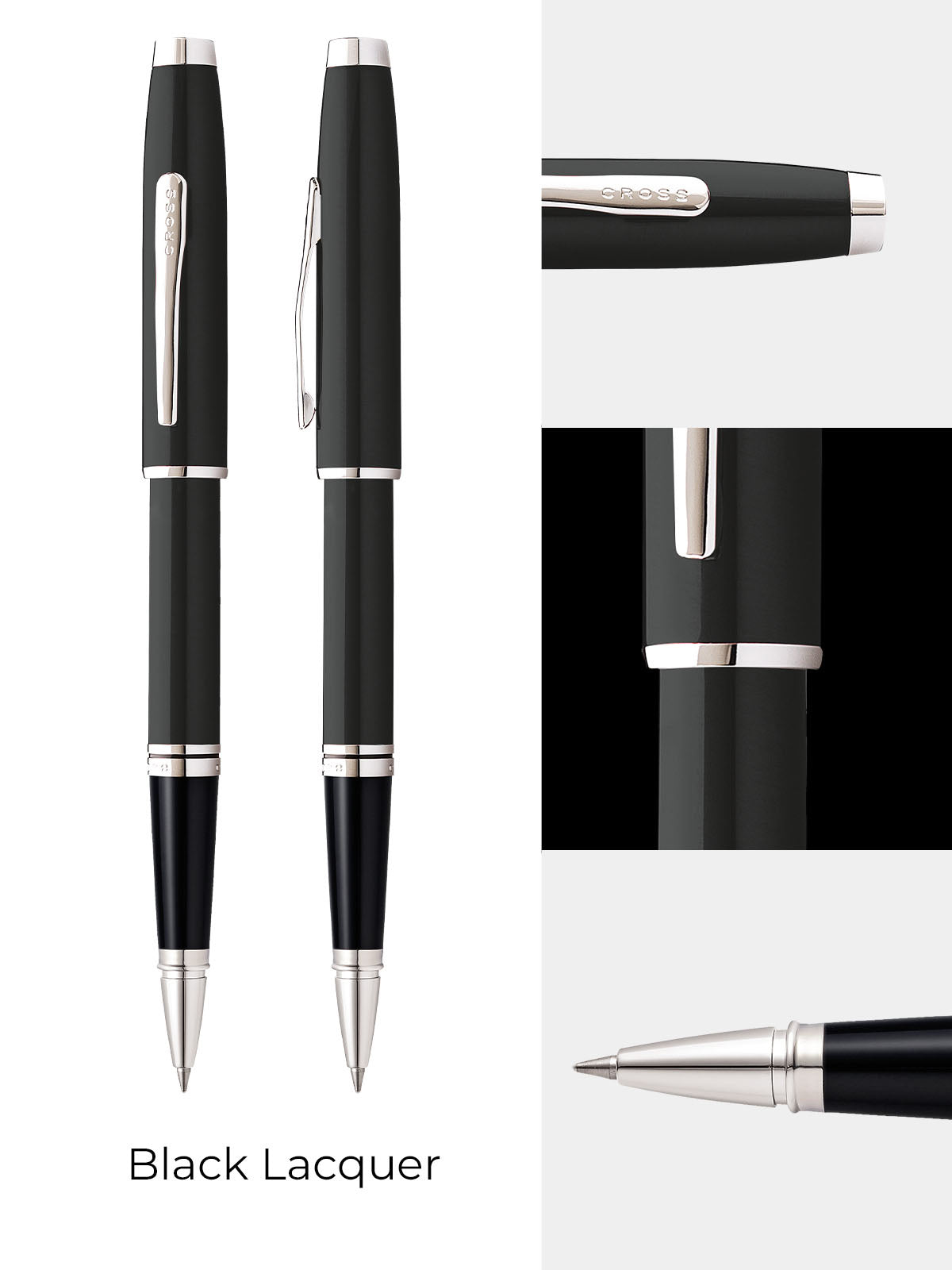 Lifestyle photo showing A.T. Cross Coventry Black Lacquer Rollerball Pen - Natural Left-H in use - A.T. Cross