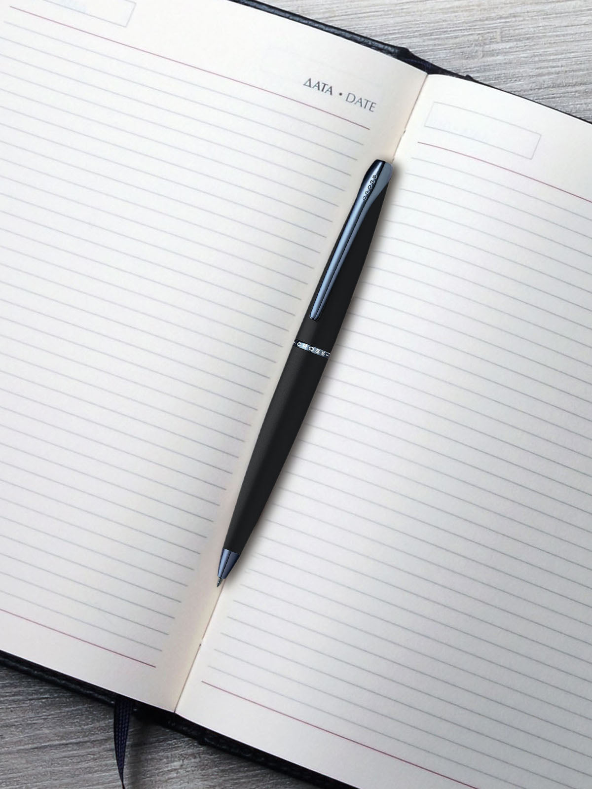 Lifestyle photo showing A.T. Cross ATX Basalt Black with Blue PVD Ballpoint Pen - Comfort in use - A.T. Cross