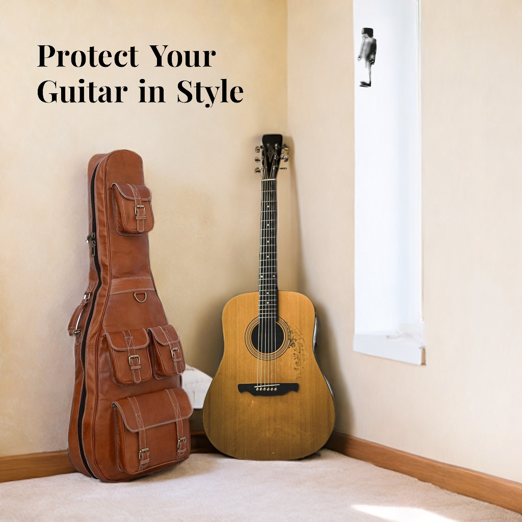 Personalized Leather Guitar Case - premium quality - Classy Leather Bags