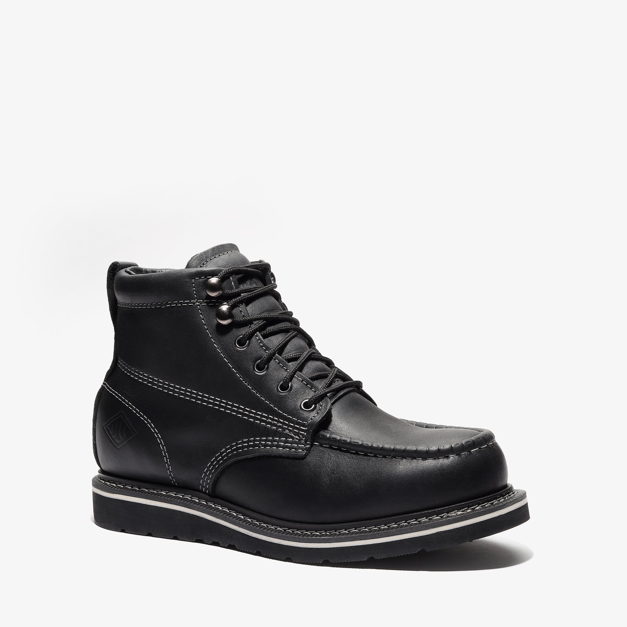 Lifestyle photo showing FRONTIER CLASSIC 6" MOC TOE JET BLACK in use - Bonanza Boots