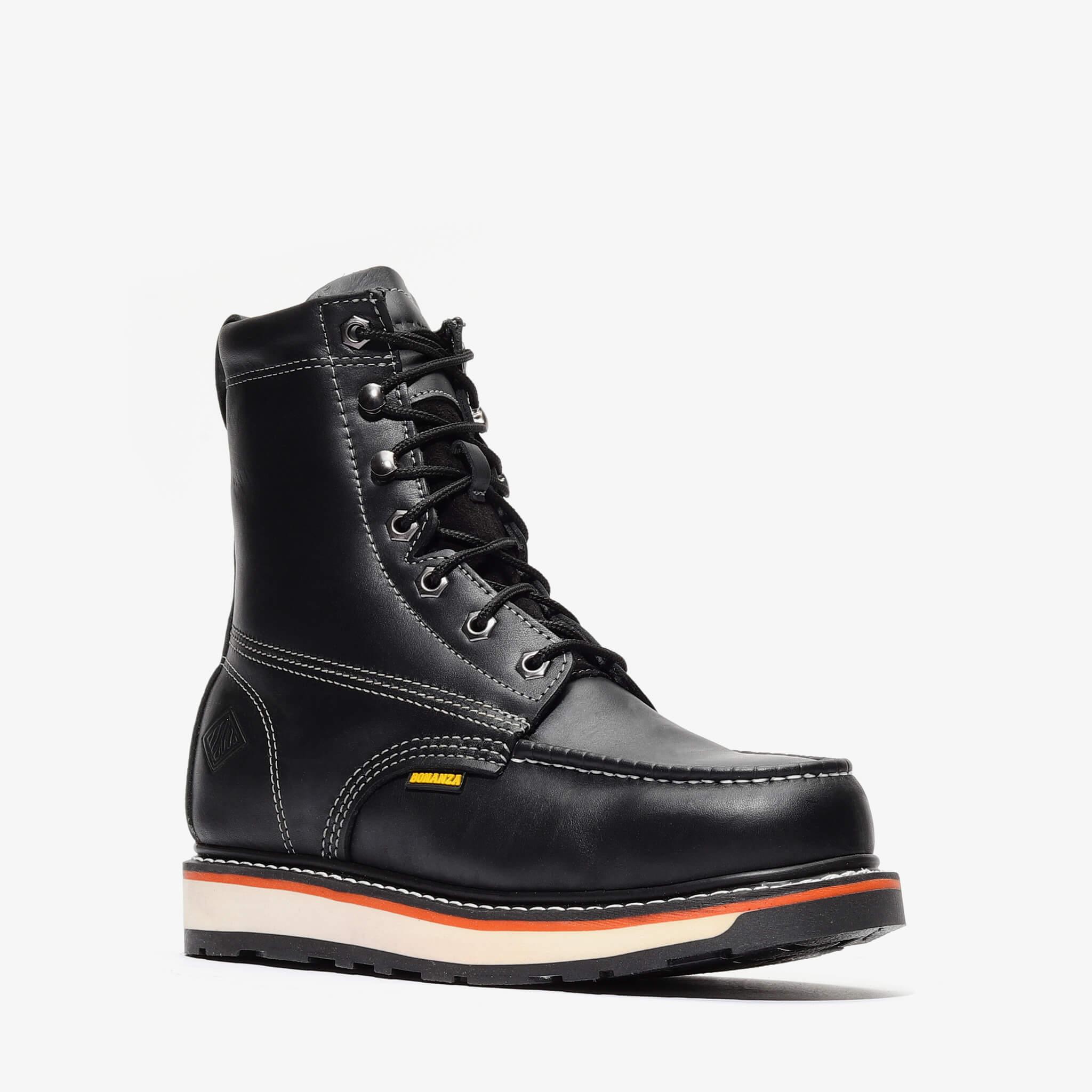 Lifestyle photo showing FRONTIER DUAL 8" MOC TOE (STEEL TOE) in use - Bonanza Boots