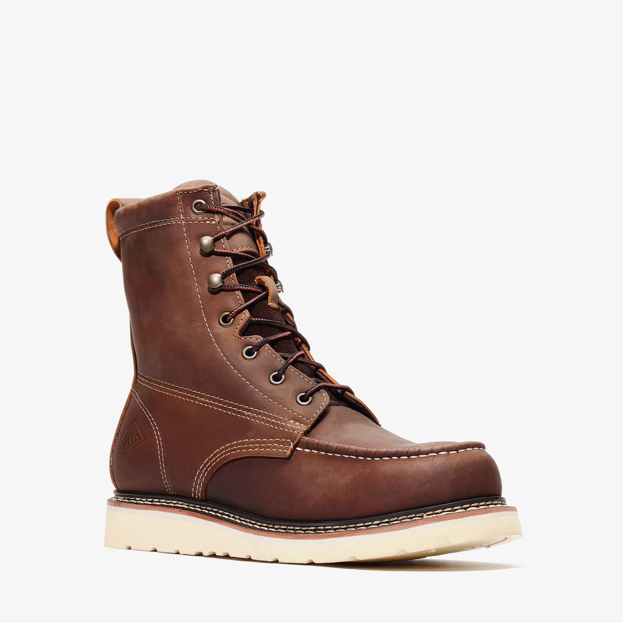 Lifestyle photo showing FRONTIER CLASSIC 8" MOC TOE XL (STEEL TOE) in use - Bonanza Boots