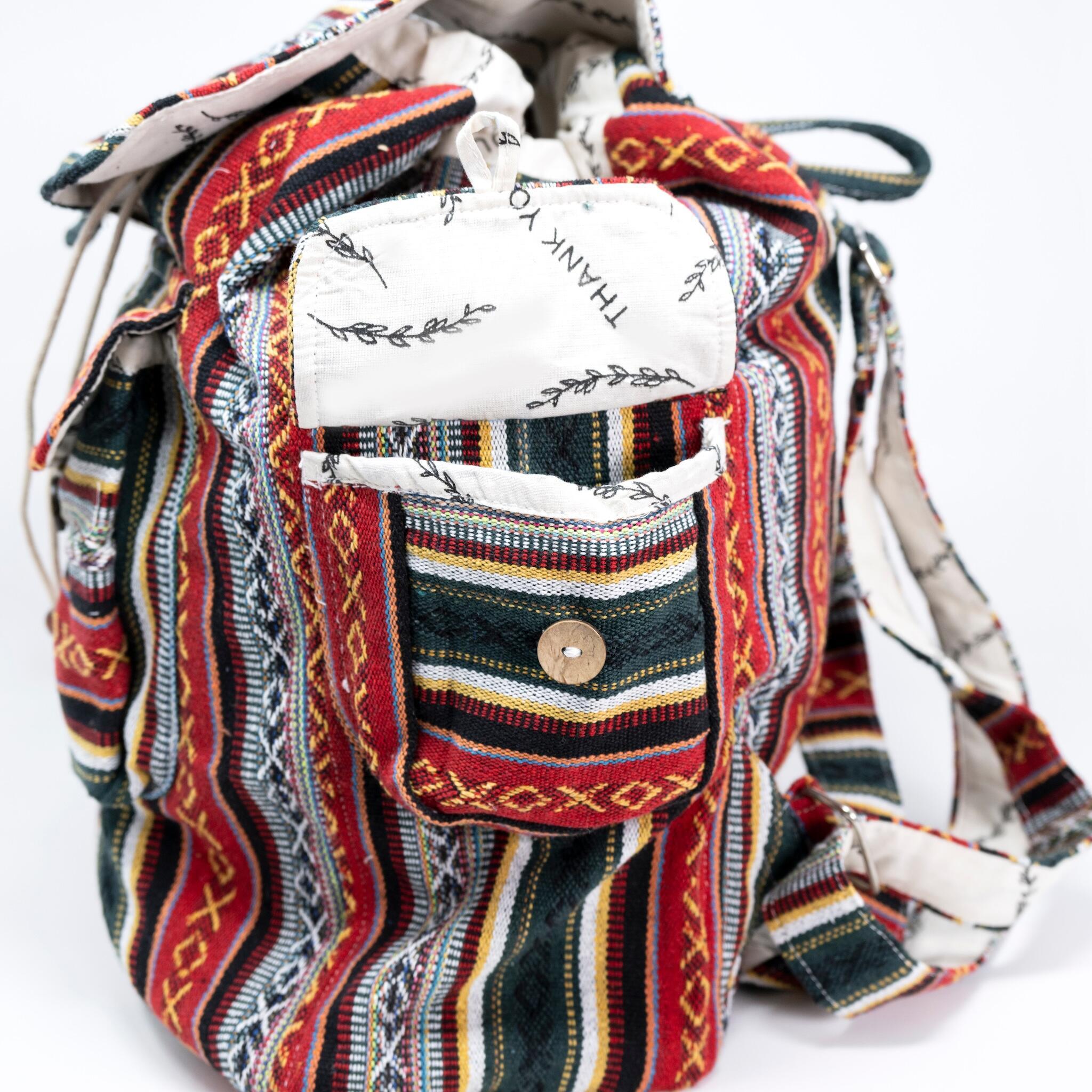 Lifestyle photo showing Recycled Travel Backpack Delhi in use - Rice Love