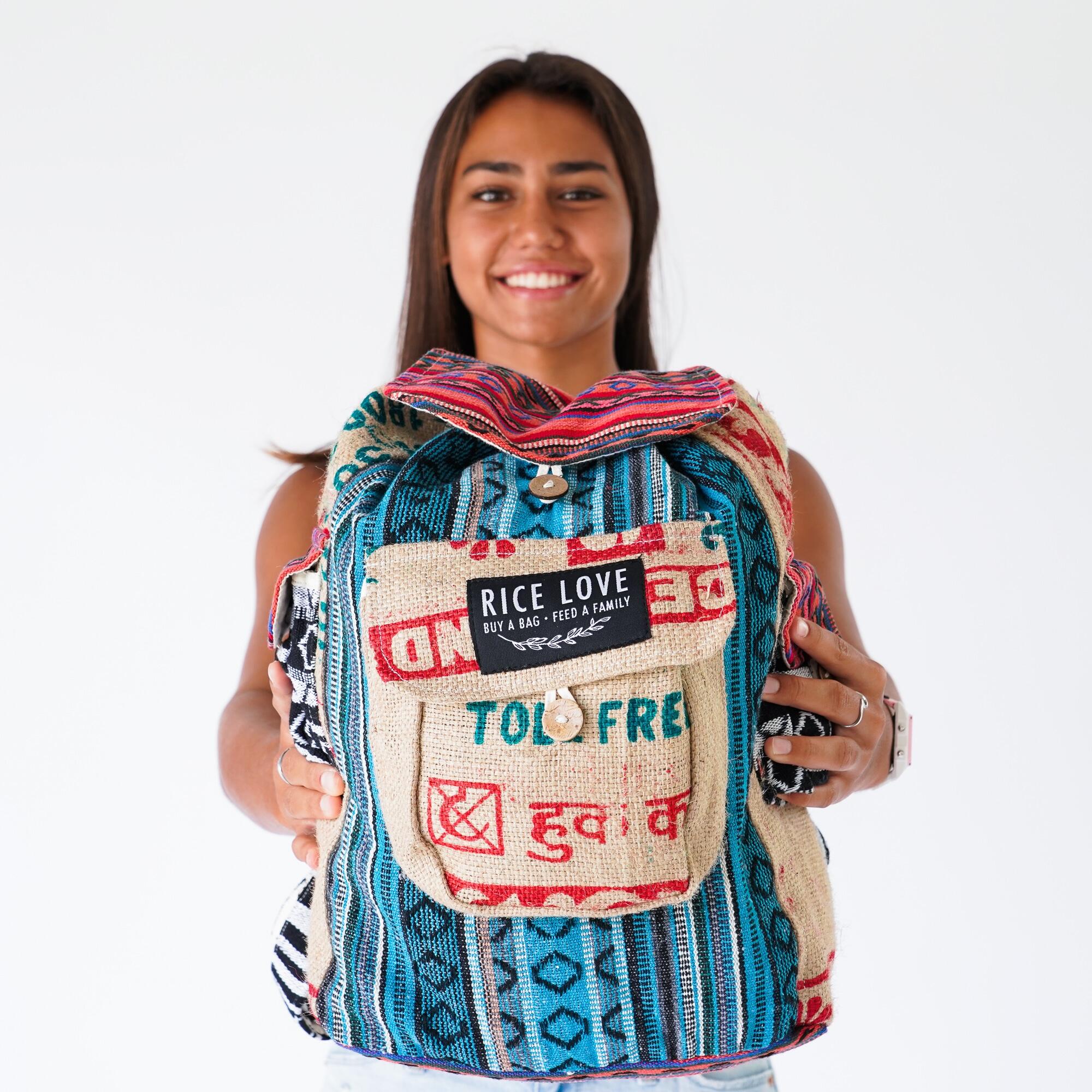 Eco-friendly travel backpack made from recycled materials - Rice Love
