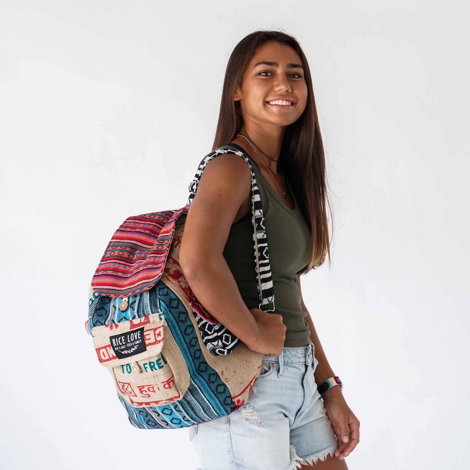 Product view 5 - Recycled Travel Backpack Chennai - Rice Love