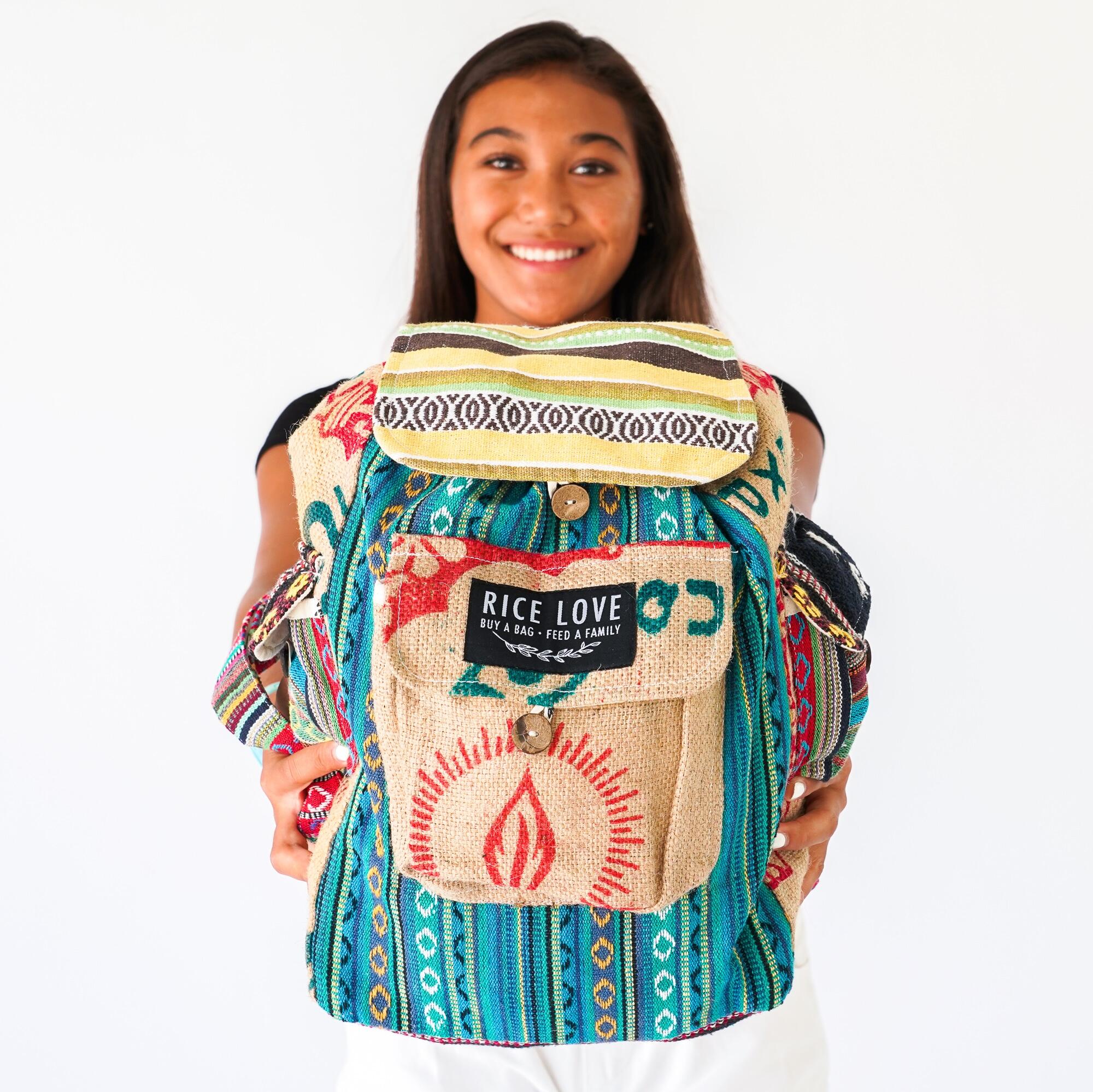 Eco-friendly travel backpack made from recycled materials - Rice Love