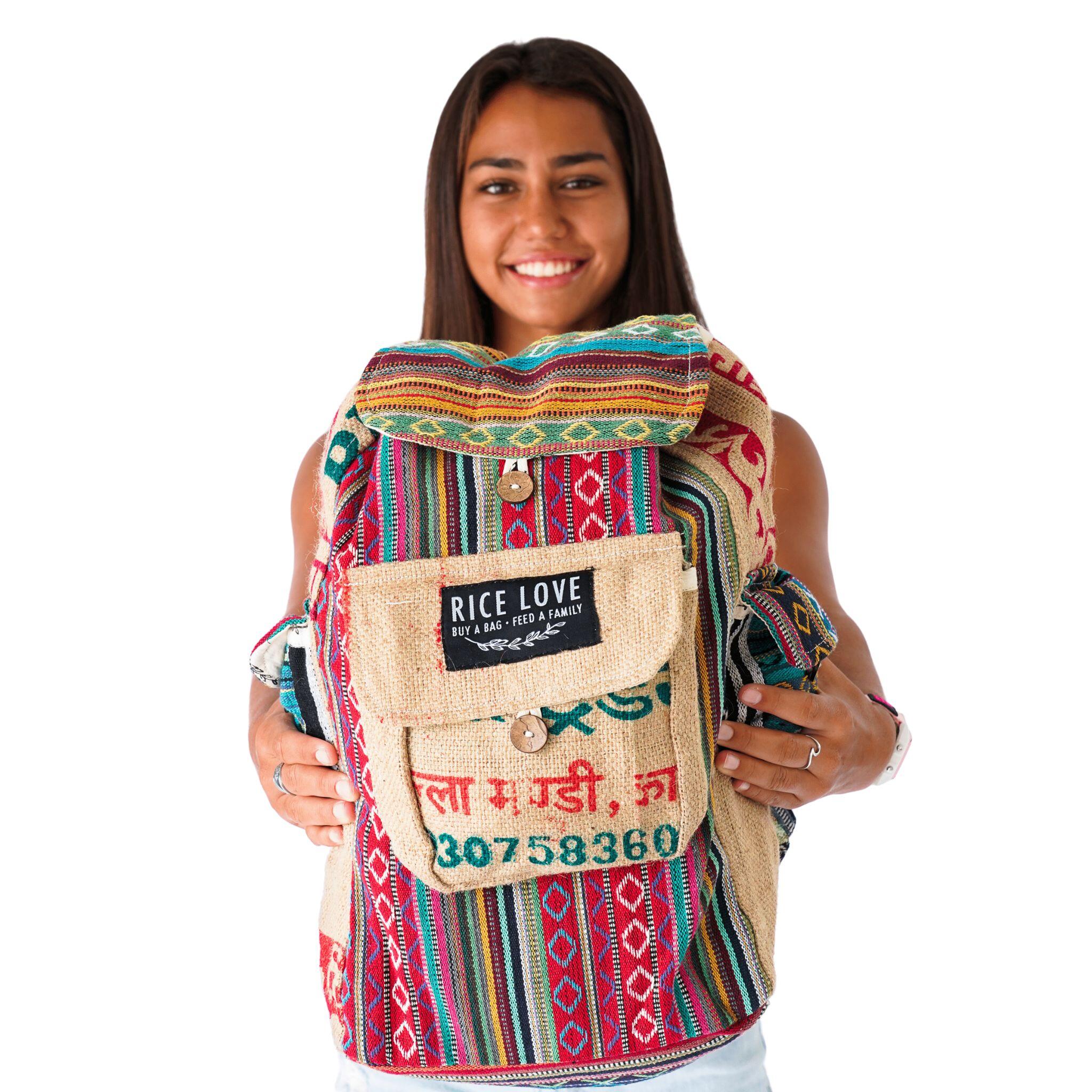 Eco-friendly travel backpack made from recycled materials - Rice Love