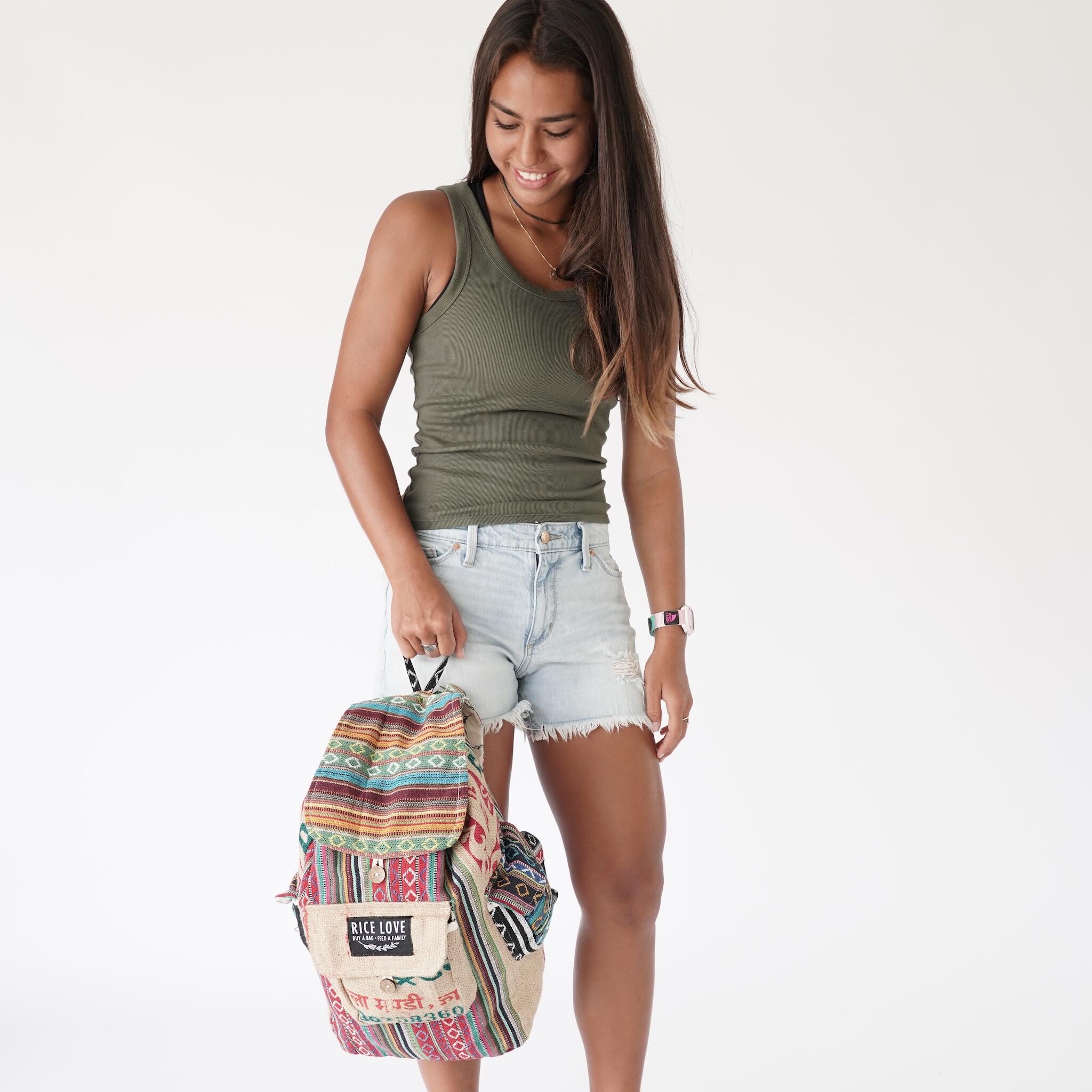 Product view 5 - Recycled Travel Backpack Jaipur - Rice Love