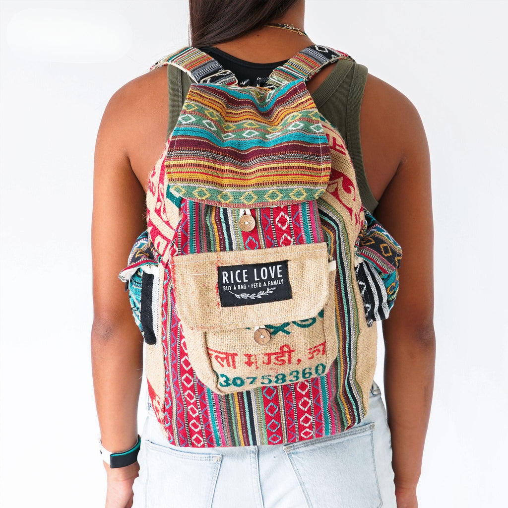 Product view 6 - Recycled Travel Backpack Jaipur - Rice Love