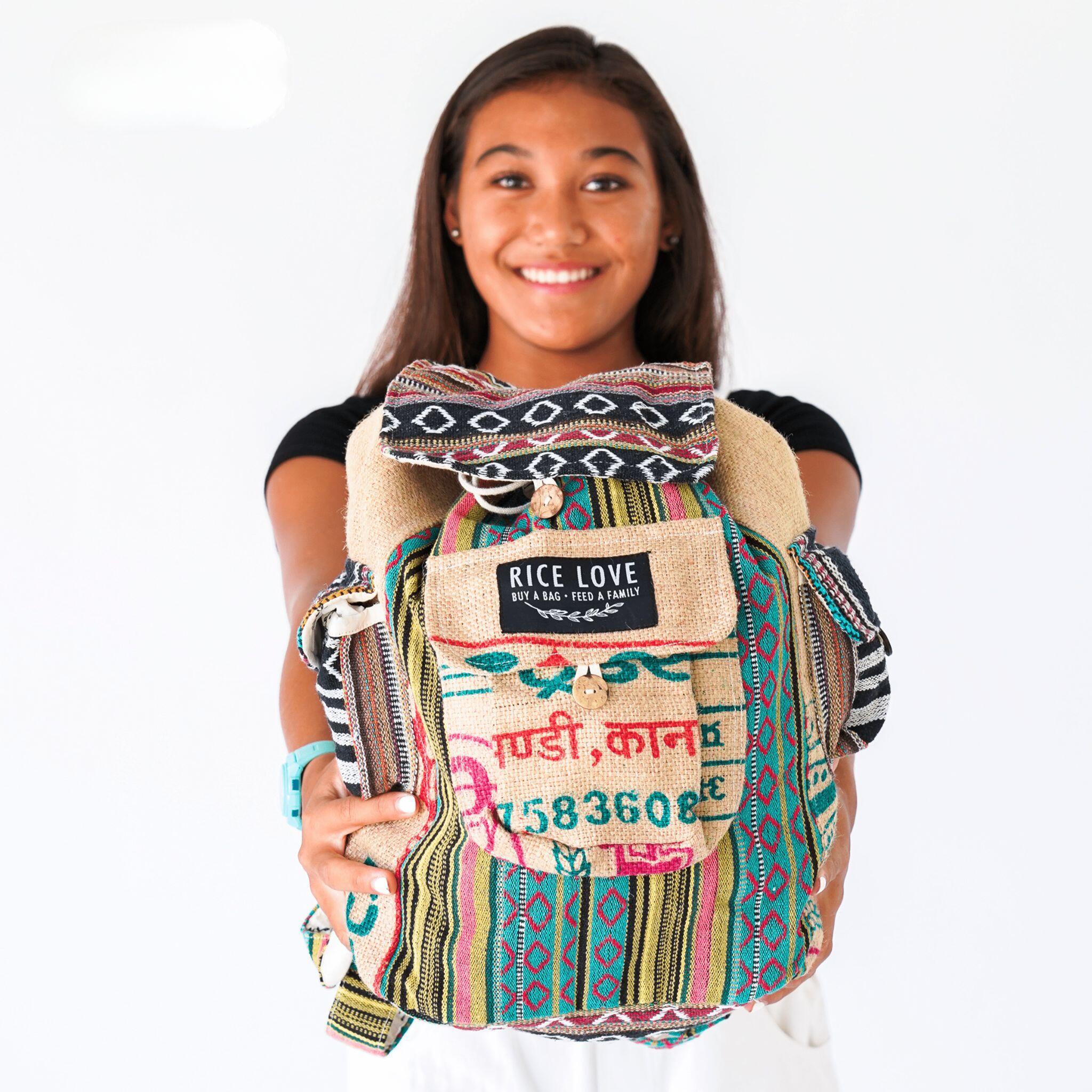 Eco-friendly travel backpack made from recycled materials - Rice Love