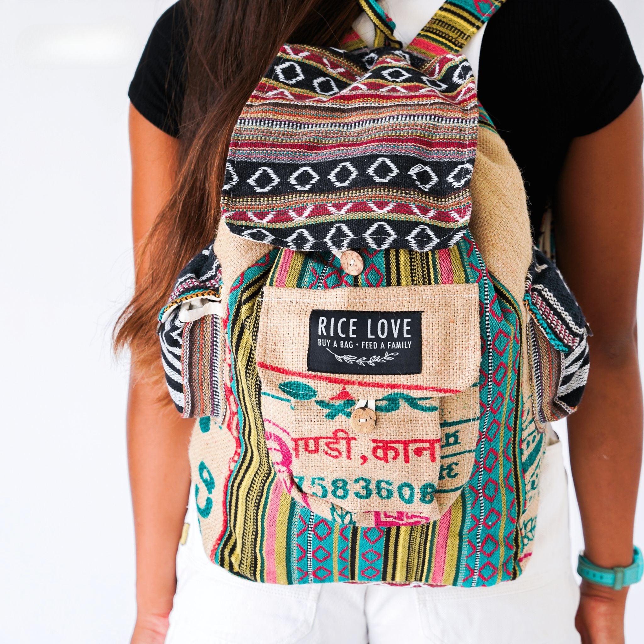 Product view 5 - Recycled Travel Backpack Kochi - Rice Love
