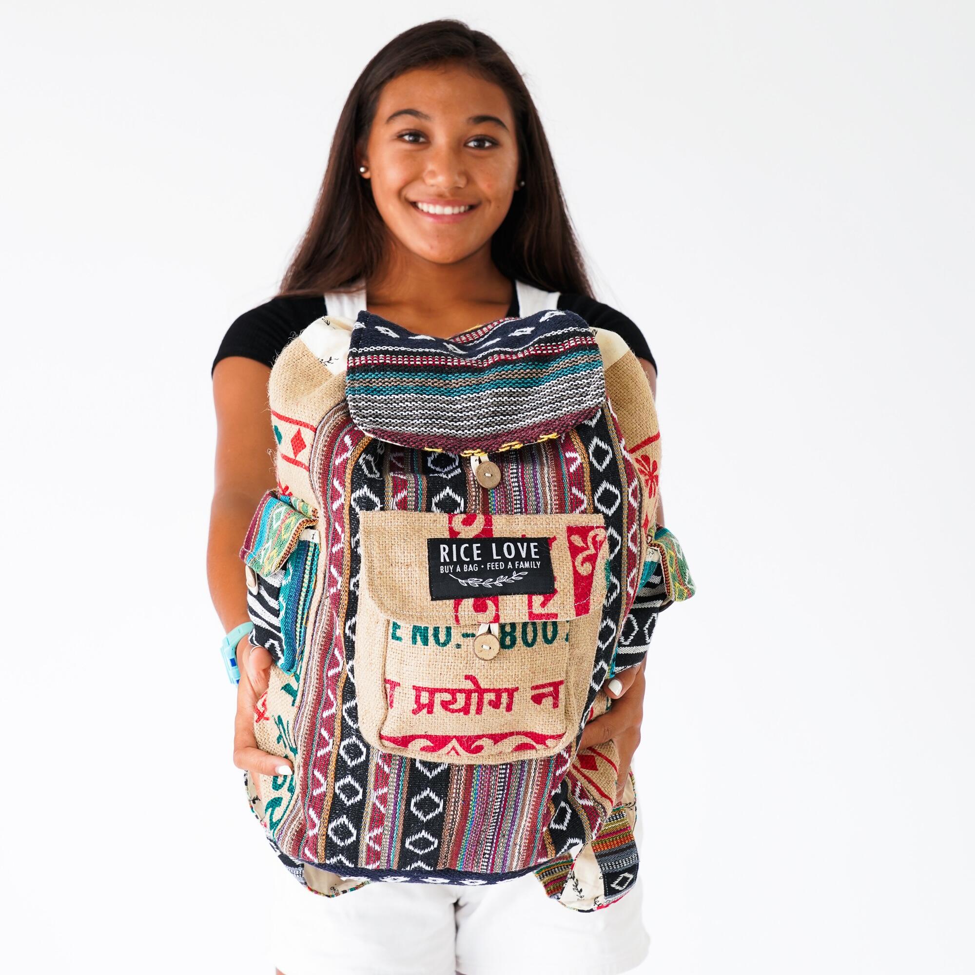 Eco-friendly travel backpack made from recycled materials - Rice Love