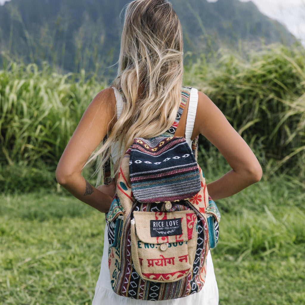 Product view 6 - Recycled Travel Backpack Mumbai - Rice Love