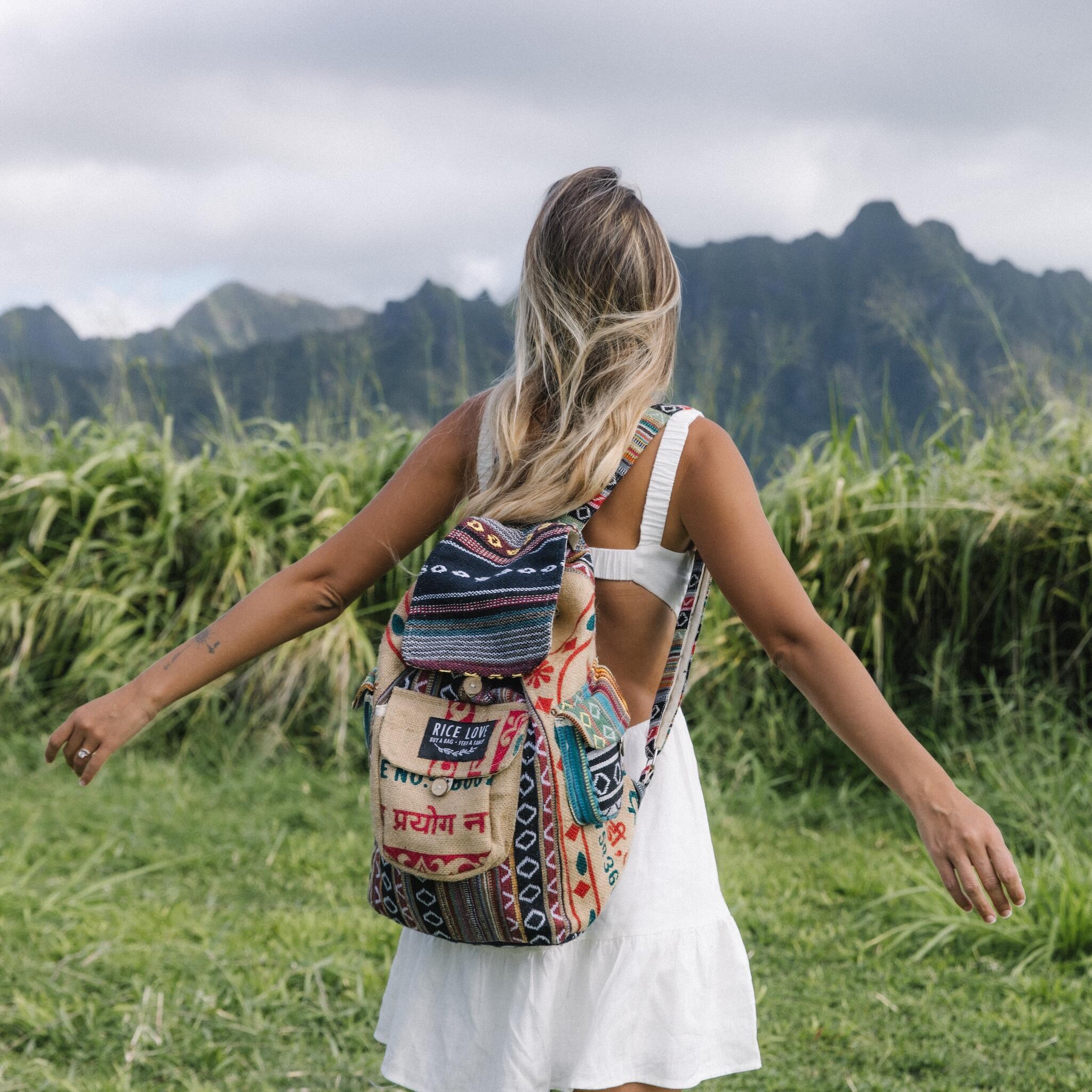 Product view 7 - Recycled Travel Backpack Mumbai - Rice Love