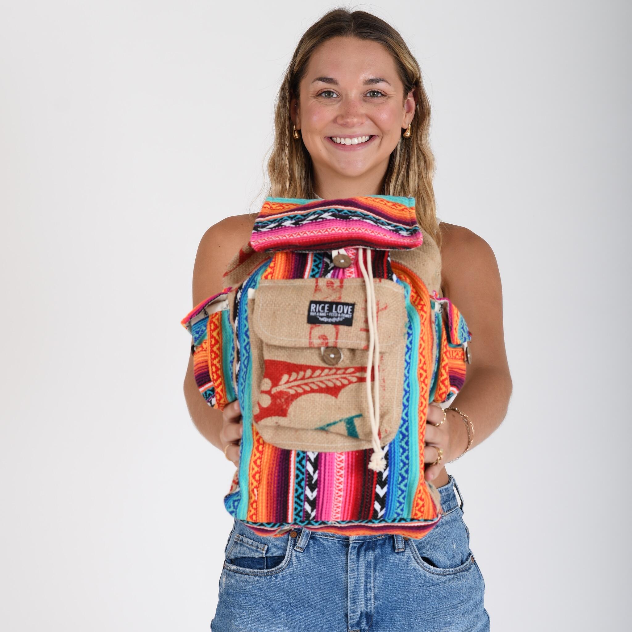 Eco-friendly travel backpack made from recycled materials - Rice Love