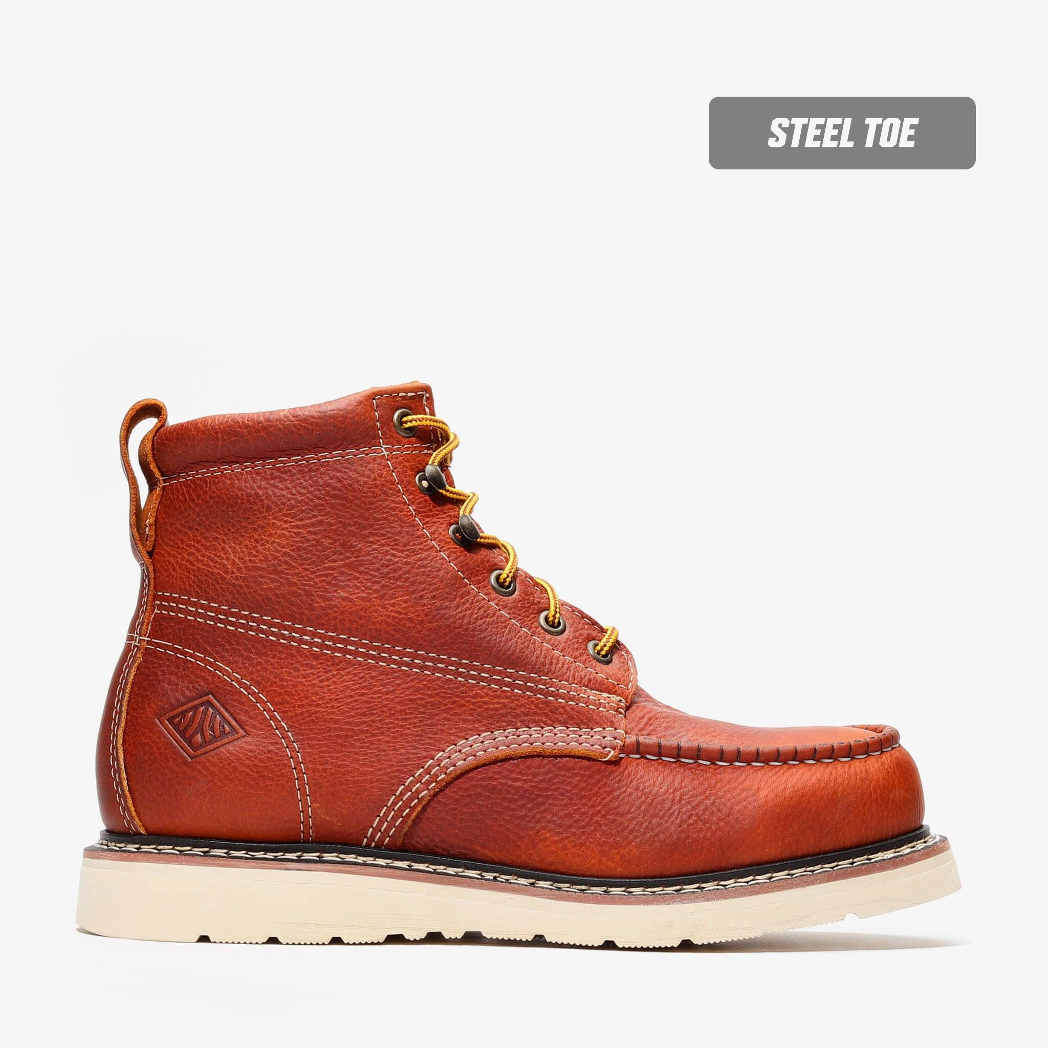 FRONTIER CLASSIC 6" MOC TOE (STEEL TOE) GOLDEN BROWN - premium quality - Bonanza Boots