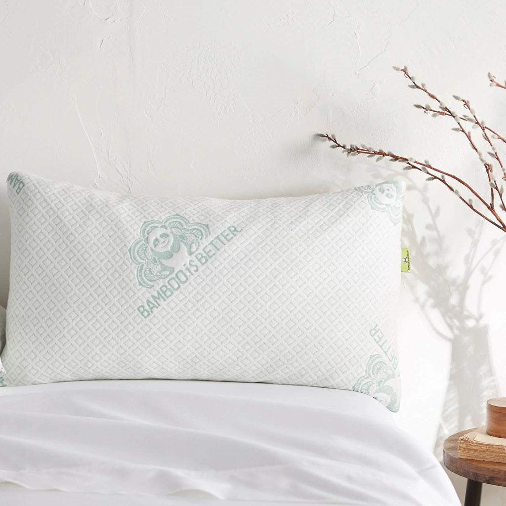 Lifestyle photo showing Adjustable Bamboo Cooling Pillow | Queen & King in use - Bamboo is Better