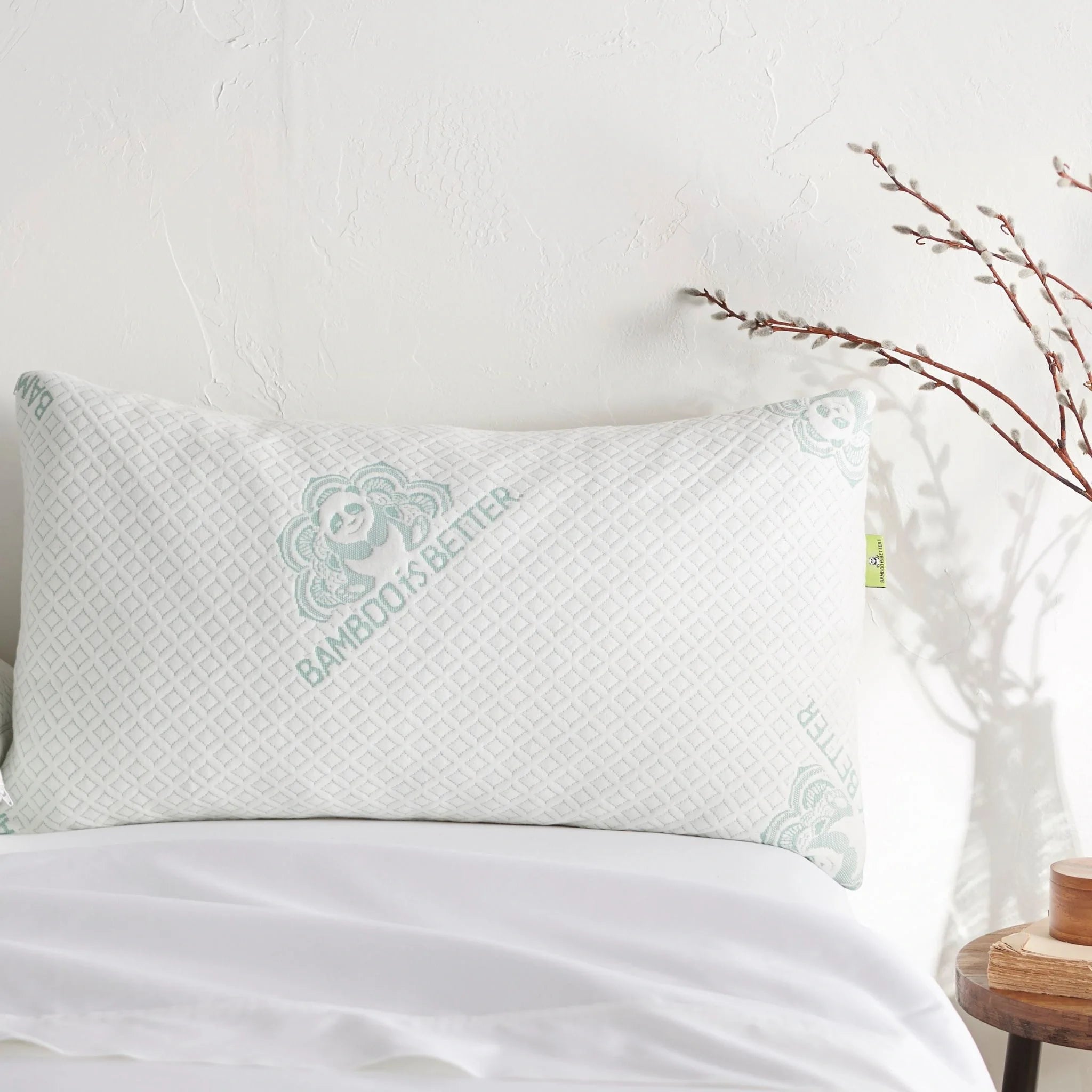 Lifestyle photo showing Adjustable Bamboo Cooling Pillow | Queen & King in use - Bamboo is Better