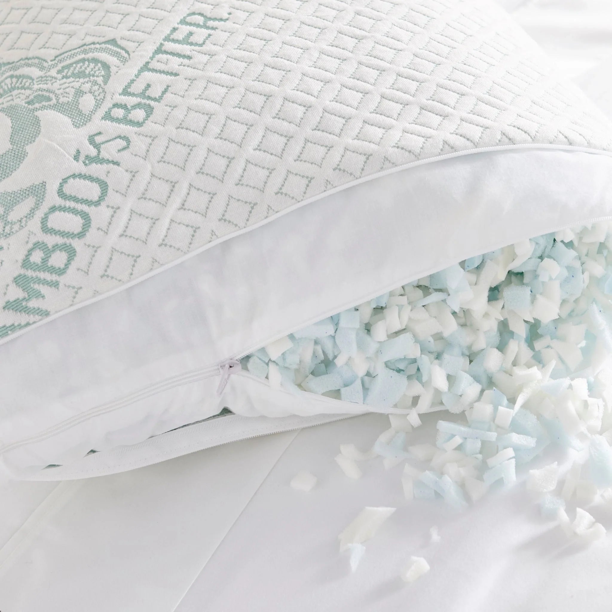 Close-up detail showing quality craftsmanship and materials - Adjustable Bamboo Cooling Pillow | Queen & King