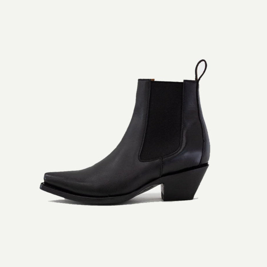 Close-up detail showing quality craftsmanship and materials - M-O-NINE The Sandra Boot in Matte Black