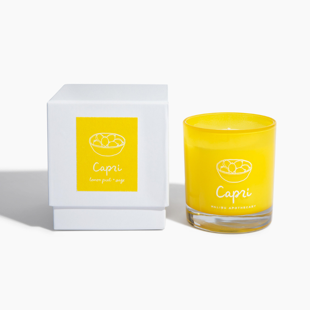 Lifestyle photo showing CAPRI • lemon peel & sage in use - Malibu Apothecary