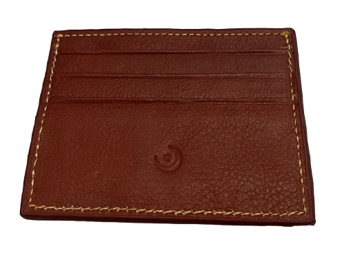 Close-up detail showing quality craftsmanship and materials - Charleston Belt Clemson University Logo Card Wallet - Natura