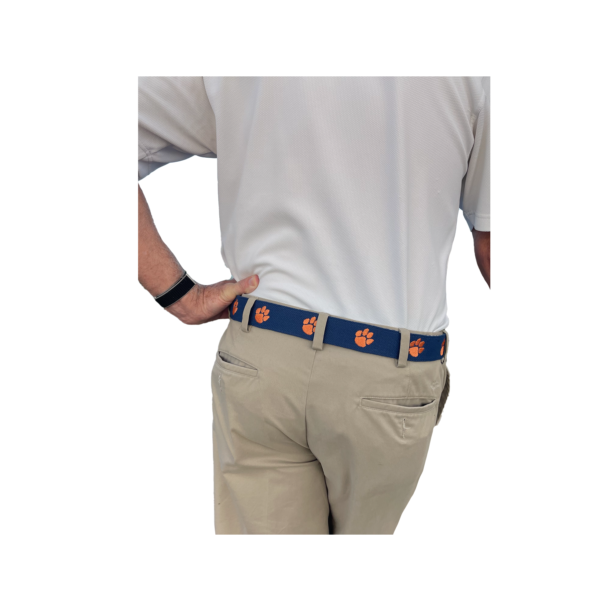 Close-up detail showing quality craftsmanship and materials - Charleston Belt Clemson University Tigers - Officially Licen