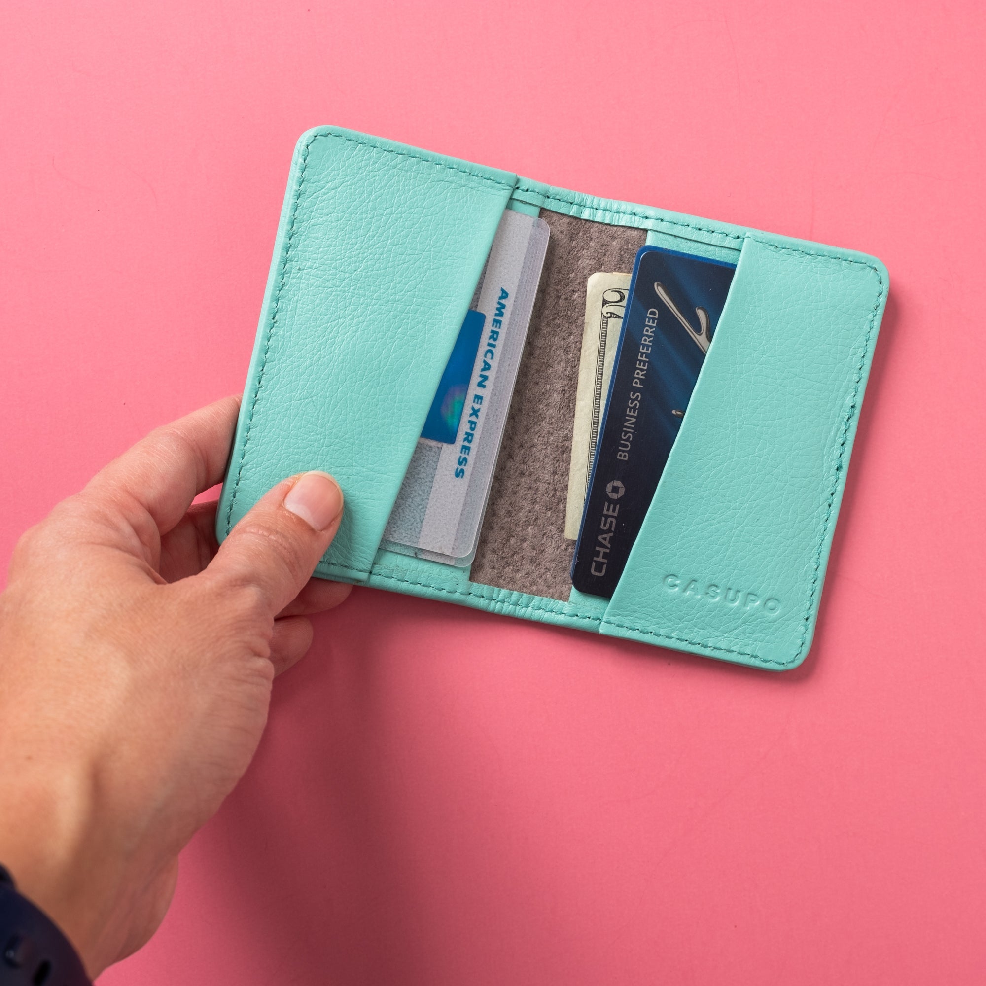 Compact Bifold with RFID Protection - Baby Blue - premium quality - CASUPO