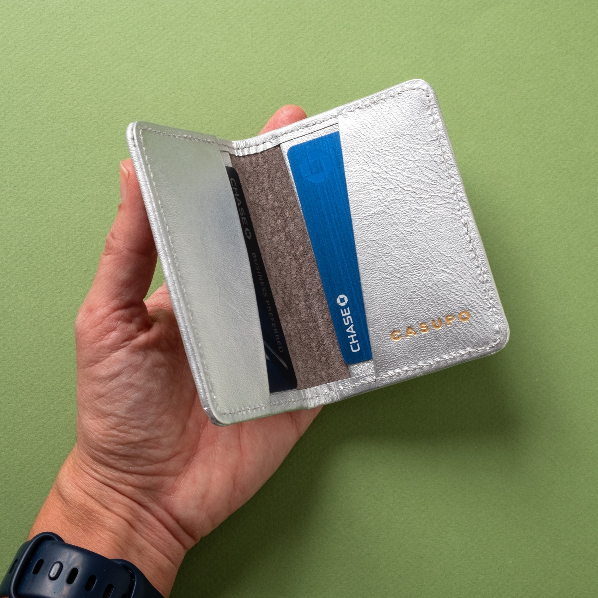 Compact Bifold with RFID Protection - Silver - premium quality - CASUPO