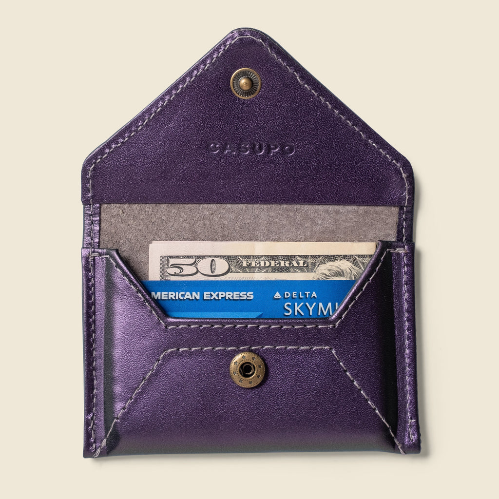 Close-up detail showing quality craftsmanship and materials - Mini Envelope Wallet With RFID protection - Iridecent