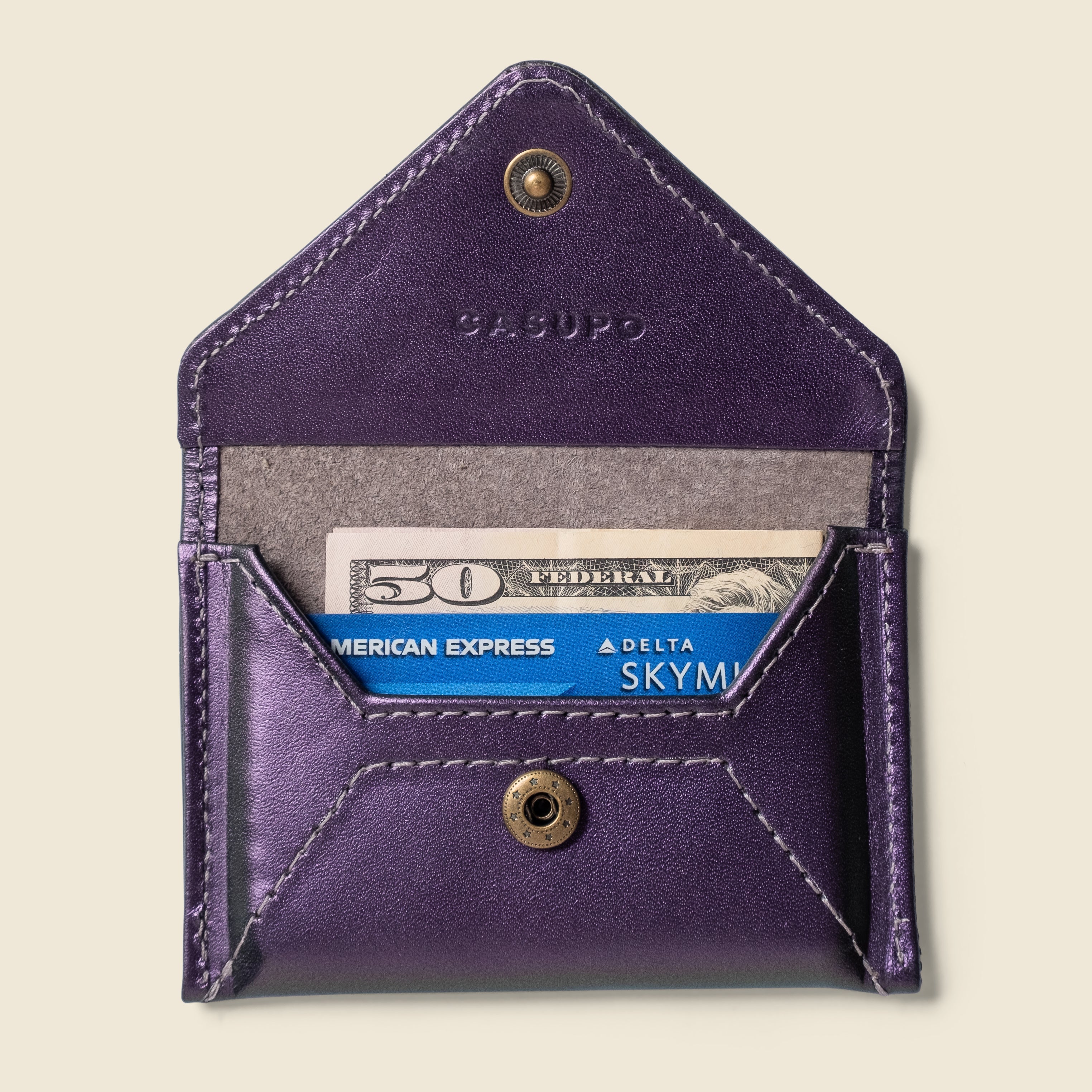 Close-up detail showing quality craftsmanship and materials - Mini Envelope Wallet With RFID protection - Iridecent
