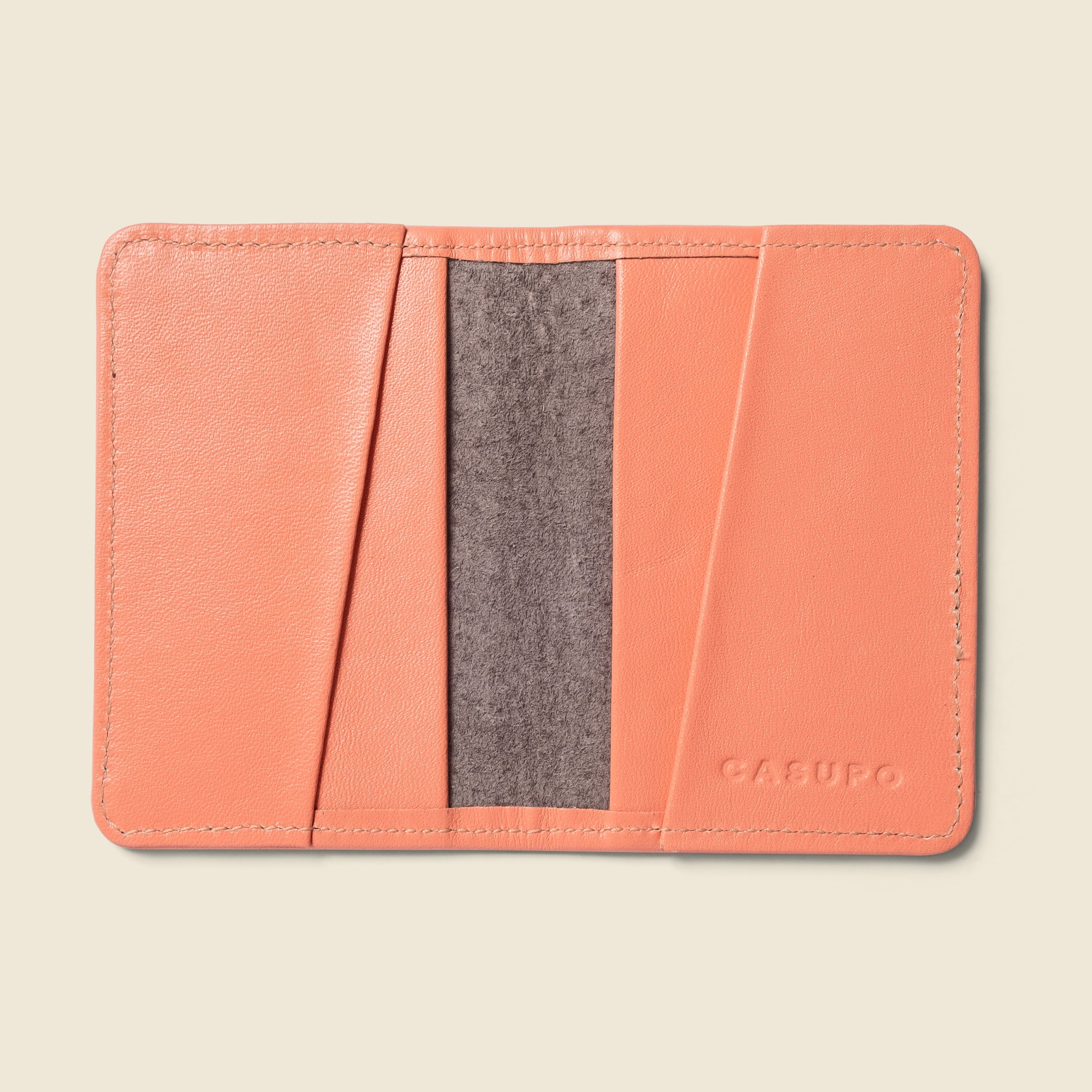 Close-up detail showing quality craftsmanship and materials - Compact Bifold with RFID Protection - Pink
