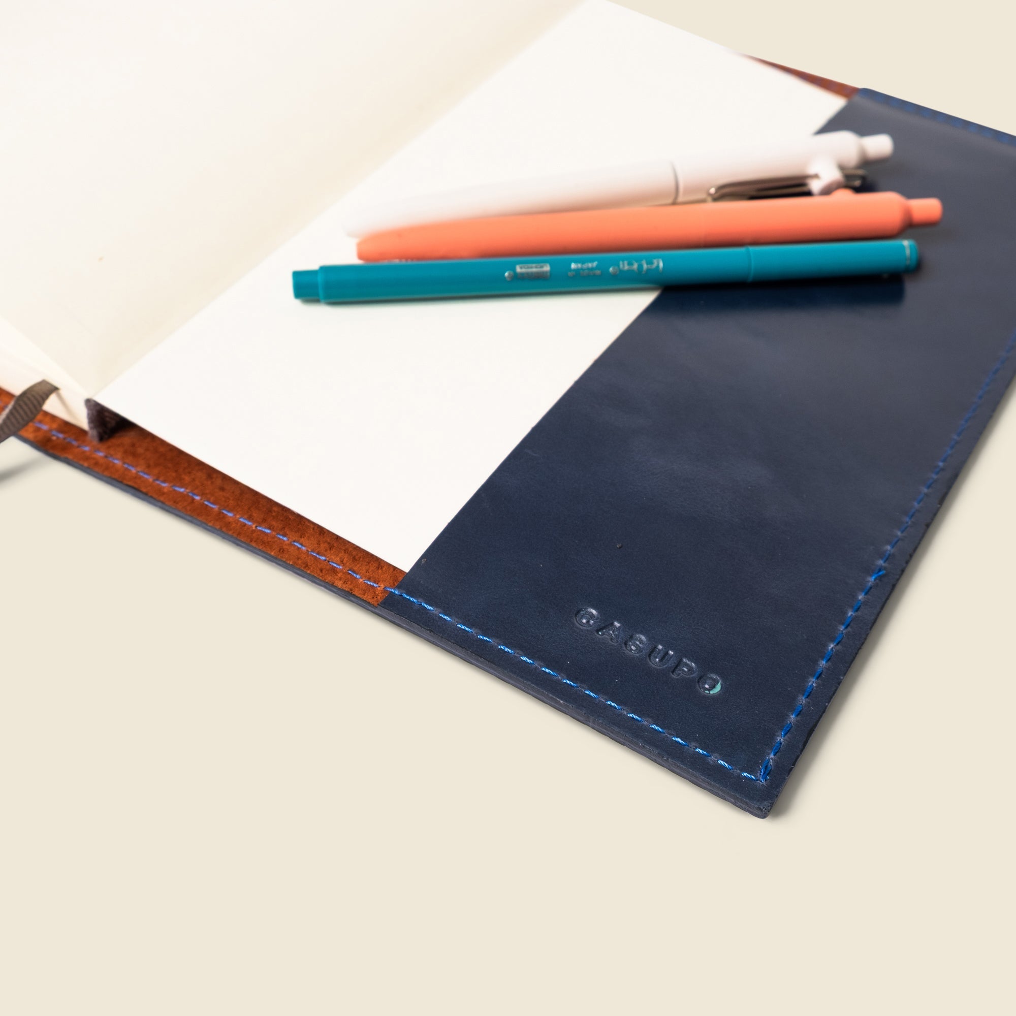 Product view 4 - Refillable A5 Leather Notebook Cover – Navy Limited Edition - CASUPO