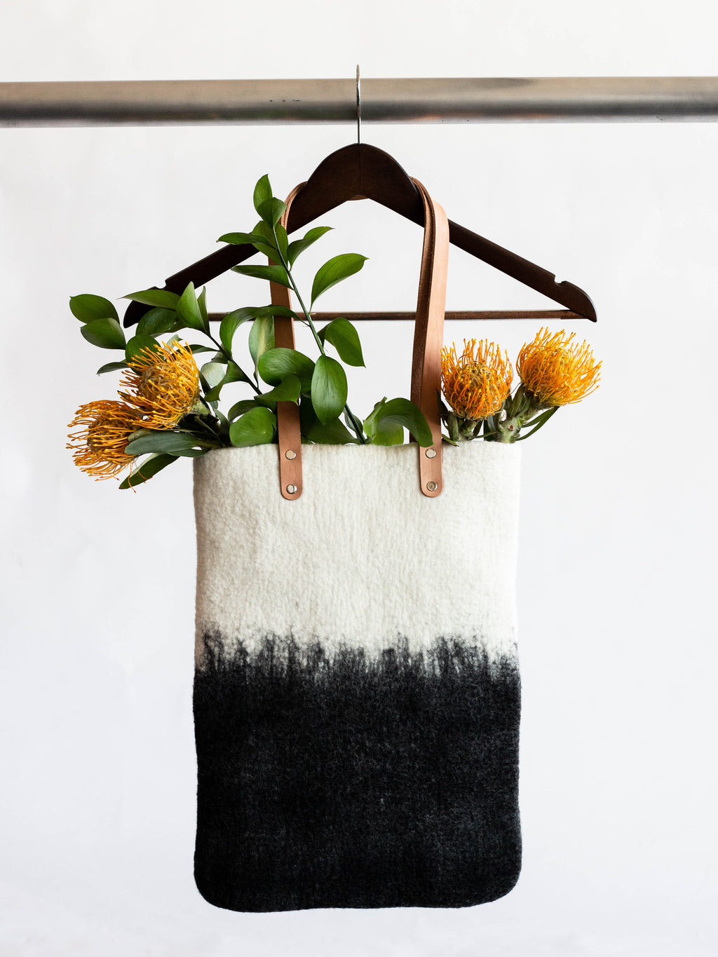 Close-up detail showing quality craftsmanship and materials - Eclipse Hand-Felted Wool Tote
