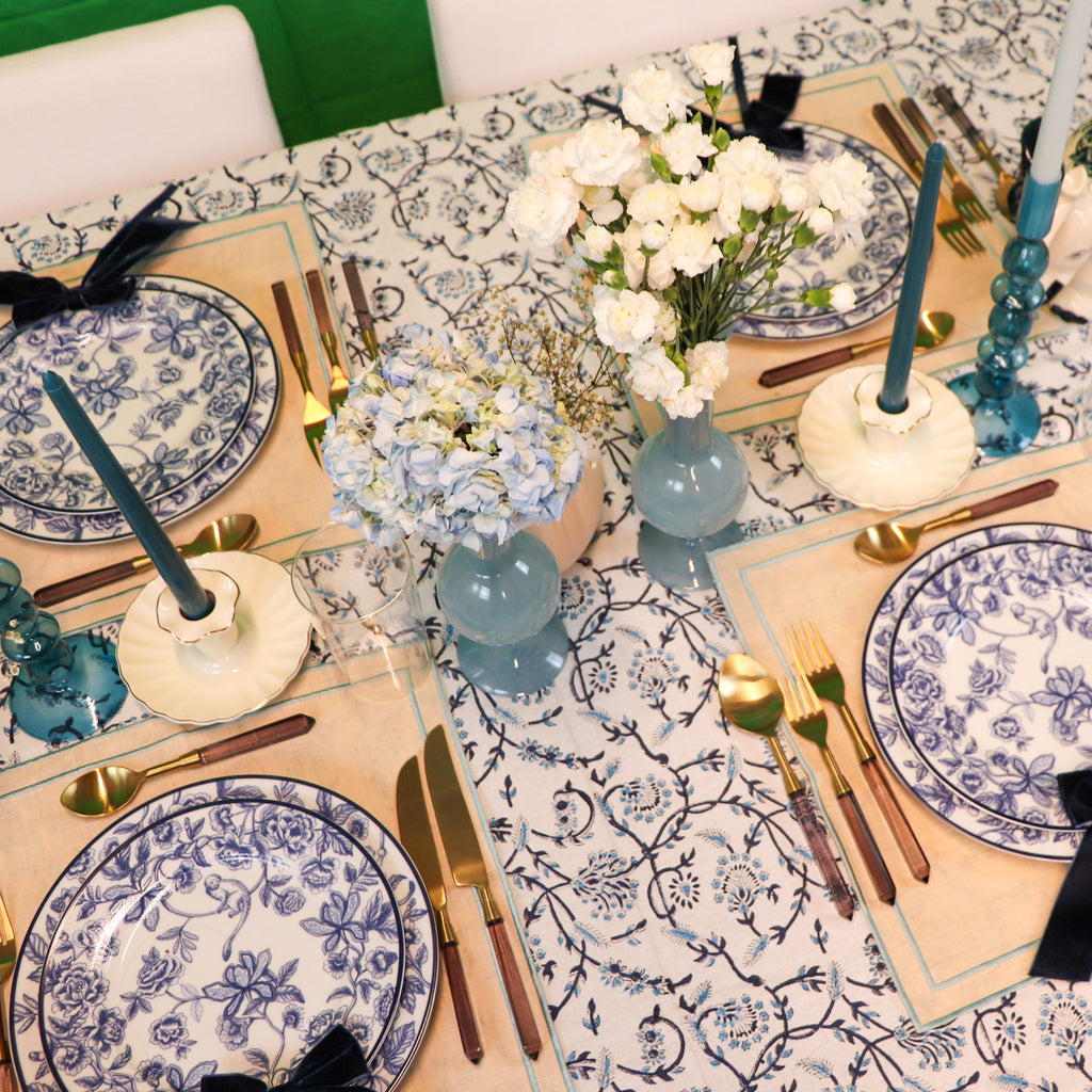 Close-up detail showing quality craftsmanship and materials - Eleanor Royal Blue Tablecloth