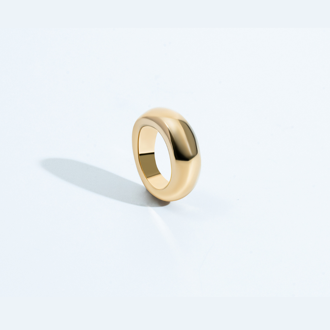 Close-up detail showing quality craftsmanship and materials - Evelyn Gold Ring