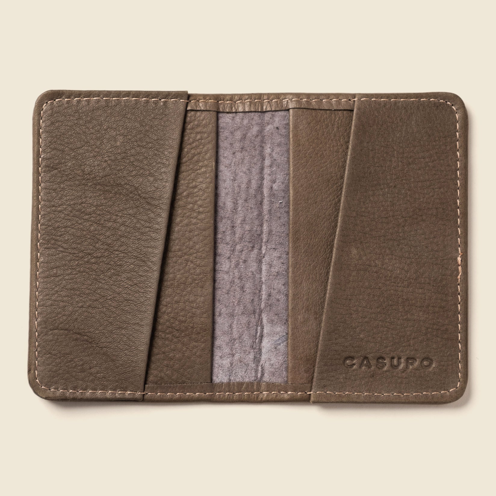 Close-up detail showing quality craftsmanship and materials - Compact Bifold with RFID Protection - Grey