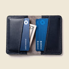 Close-up detail showing quality craftsmanship and materials - Compact Bifold with RFID Protection - Navy Limited Edition