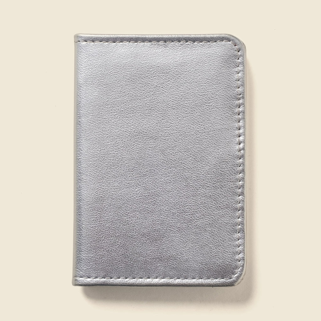 Close-up detail showing quality craftsmanship and materials - Compact Bifold with RFID Protection - Silver