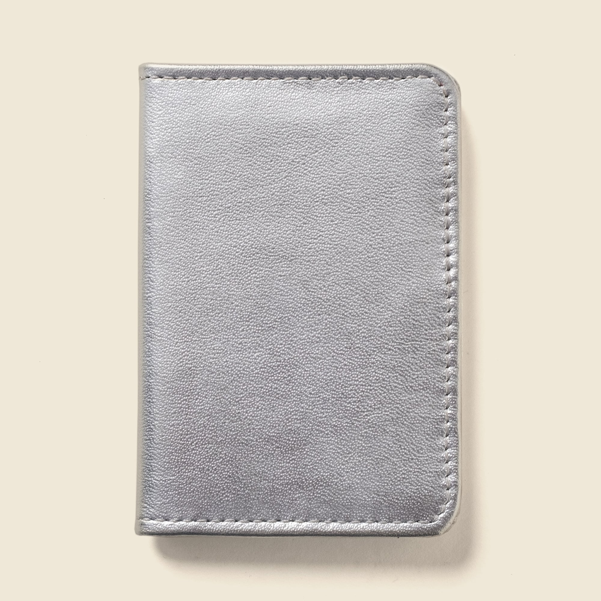 Close-up detail showing quality craftsmanship and materials - Compact Bifold with RFID Protection - Silver