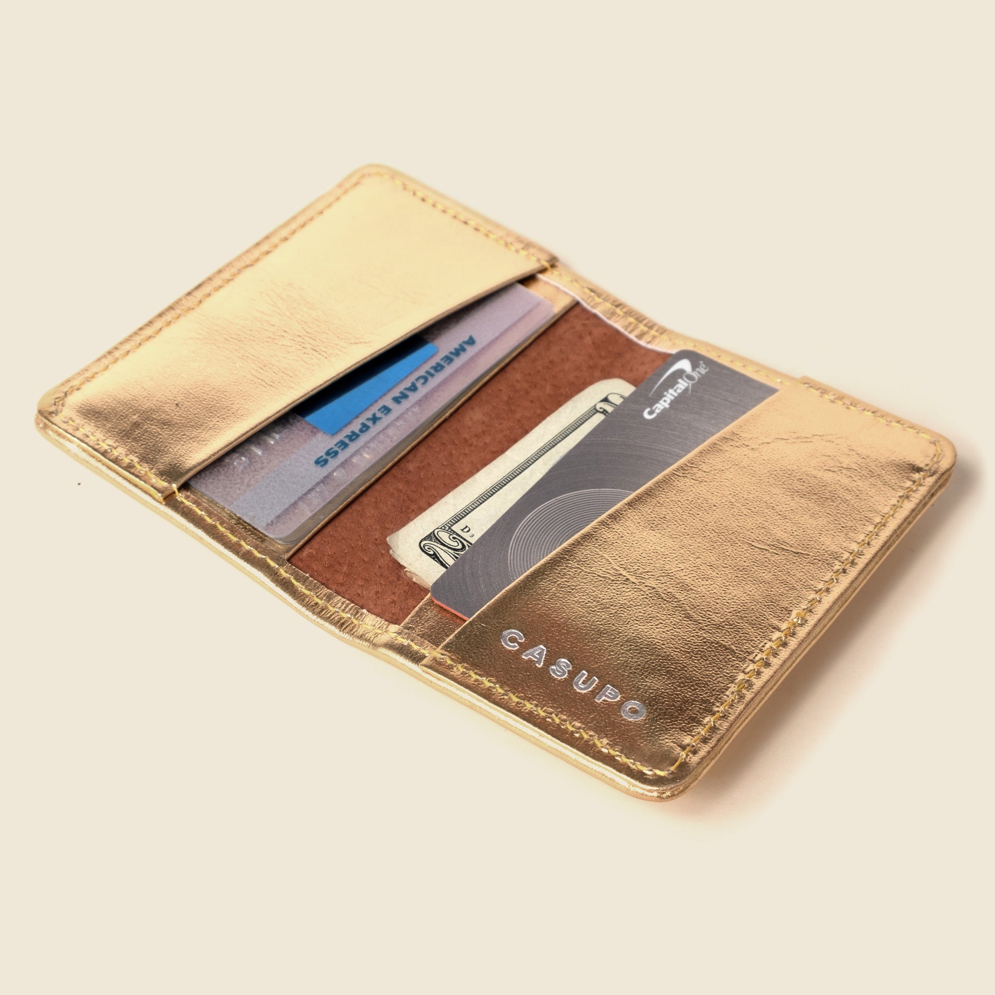 Product view 4 - Compact Bifold with RFID Protection - Gold - CASUPO