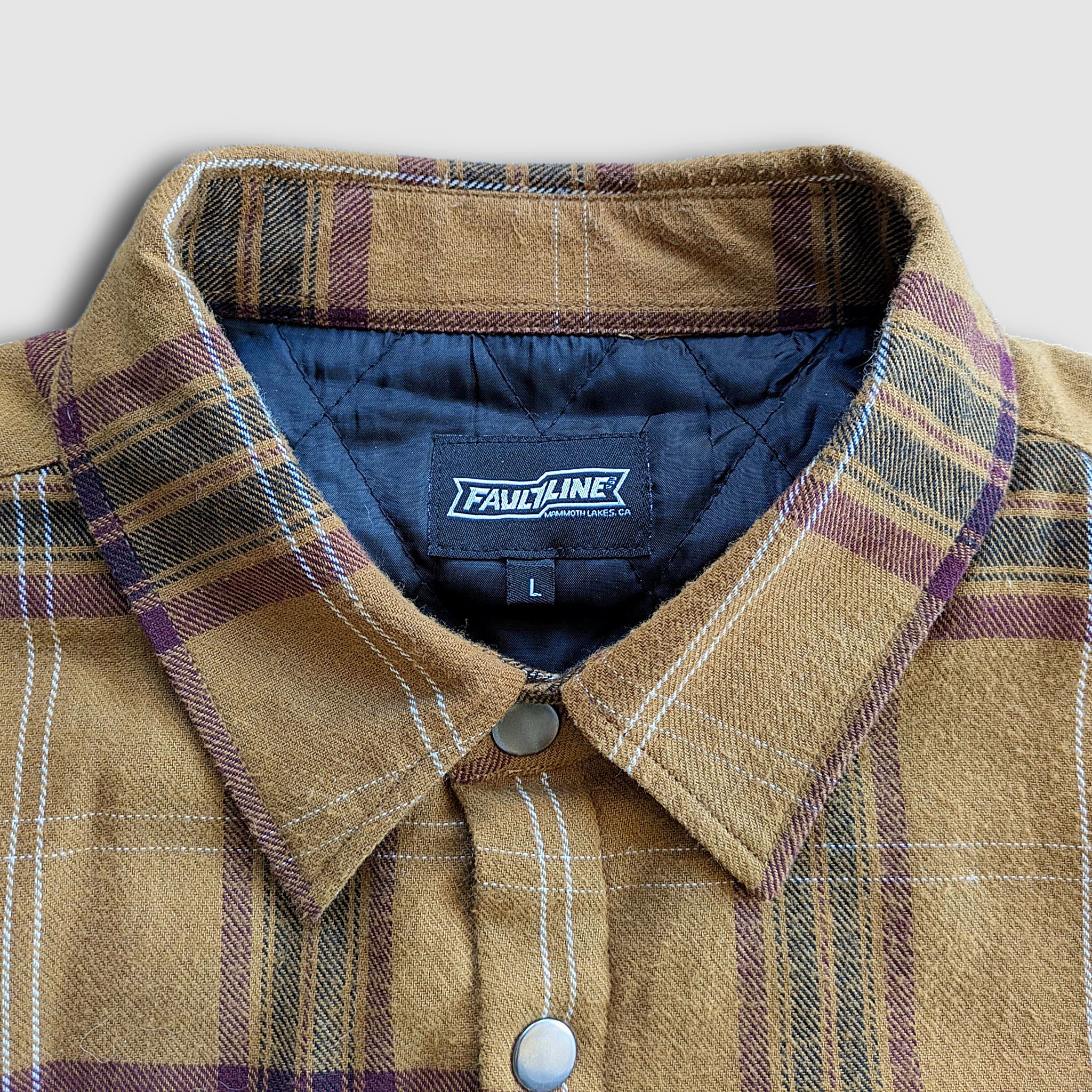 Product view 5 - Juniper Insulated Flannel Shacket - Dijon/Maroon - Faultline395